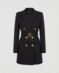 Gertrude | Damen Doppelreiher Mantelblazer Logoschließe – Mantel Blazer Logo 2026 - Schwarz