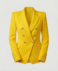Hannelore | Damen Doppelreiher Blazer Schmuckknöpfe – Glamour Blazer Knöpfe 2026 - Gelb