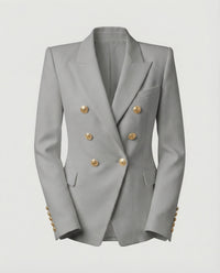 Hannelore | Damen Doppelreiher Blazer Schmuckknöpfe – Glamour Blazer Knöpfe 2026 - Grau