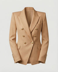 Hannelore | Damen Doppelreiher Blazer Schmuckknöpfe – Glamour Blazer Knöpfe 2026 - Khaki