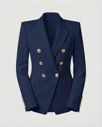 Hannelore | Damen Doppelreiher Blazer Schmuckknöpfe – Glamour Blazer Knöpfe 2026 - Marineblau