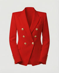 Hannelore | Damen Doppelreiher Blazer Schmuckknöpfe – Glamour Blazer Knöpfe 2026 - Rot