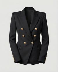 Hannelore | Damen Doppelreiher Blazer Schmuckknöpfe – Glamour Blazer Knöpfe 2026 - Schwarz