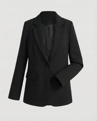 Ingeborg | Damen Einreiher Blazer Geschwungener Saum – Blazer Curved Hem 2026 - Schwarz
