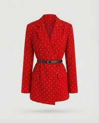 Lieselotte | Damen Gehrockblazer Punktstruktur – Gehrock Blazer Gepunktet 2026 - Rot