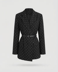 Lieselotte | Damen Gehrockblazer Punktstruktur – Gehrock Blazer Gepunktet 2026 - Schwarz