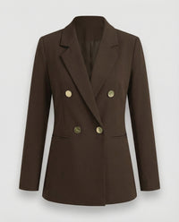 Marlene | Damen Retro Doppelreiher Hahnentritt Blazer – Retro Karo Blazer 2026 - Braun