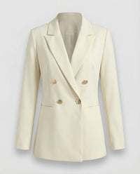 Marlene | Damen Retro Doppelreiher Hahnentritt Blazer – Retro Karo Blazer 2026 - Creme