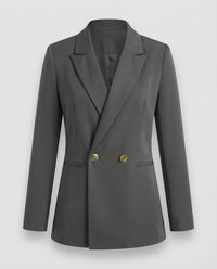 Marlene | Damen Retro Doppelreiher Hahnentritt Blazer – Retro Karo Blazer 2026 - Dunkelgrau