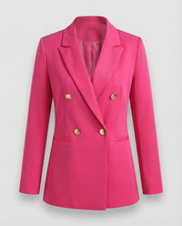 Marlene | Damen Retro Doppelreiher Hahnentritt Blazer – Retro Karo Blazer 2026 - Fuchsia