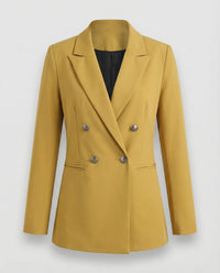 Marlene | Damen Retro Doppelreiher Hahnentritt Blazer – Retro Karo Blazer 2026 - Gelb