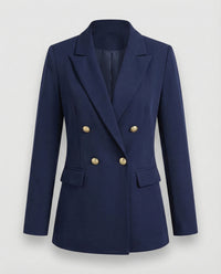 Marlene | Damen Retro Doppelreiher Hahnentritt Blazer – Retro Karo Blazer 2026 - Marineblau