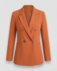 Marlene | Damen Retro Doppelreiher Hahnentritt Blazer – Retro Karo Blazer 2026 - Orange
