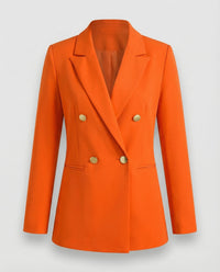 Marlene | Damen Retro Doppelreiher Hahnentritt Blazer – Retro Karo Blazer 2026 - Orangerot