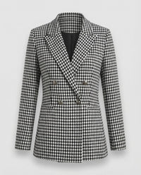 Marlene | Damen Retro Doppelreiher Hahnentritt Blazer – Retro Karo Blazer 2026 - Schwarz