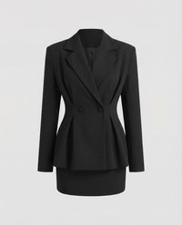 Veronika | Damen Oversize Blazer Taillenfaltung – Oversize Blazer Gefaltet 2026 - Schwarz