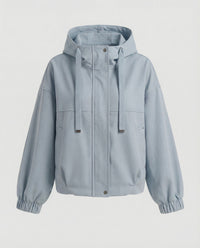 Damen Kapuzenjacke Oversize Reißverschluss - Blau