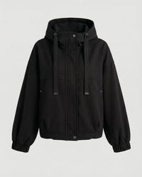 Damen Kapuzenjacke Oversize Reißverschluss - Schwarz