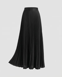 Damen Elegante Blickdichtes Futter Plissee Plissee-Maxirock - Schwarz