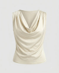 Damen ärmelloses Cowl-Neck Oberteil - Aprikose
