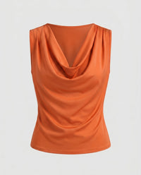 Damen ärmelloses Cowl-Neck Oberteil - Orange