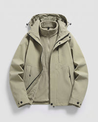 Unisex wasserdichte Softshell-Allwetterjacke mit herausnehmbarer Fleece-Innenjacke und Kapuze - Hellgrün