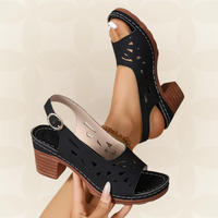 Corrina - Damen Keilsandalen mit Fussgewolbeunterstutzung - Schwarz