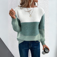Freya | Colourblock U-Boot Pullover - Grün