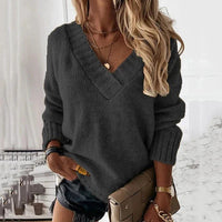 Gudrun | Damen Kuscheliger Feiner Strickpullover - Grau