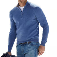 Herren Half Zip Langarm Pullover - Blau