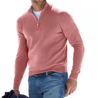 Herren Half Zip Langarm Pullover - Rosa
