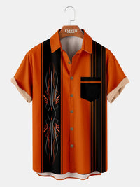 Luca | Herren Kurzarm Streifen Hemd - Orange