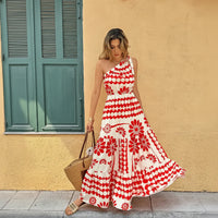 Damen Sommerkleid Ohne Ärmel Rüschen Saum Bequemes Freizeitkleid - Rot 1