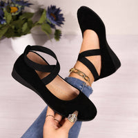 Rebecca | Geschlossene Ballerina Wedgeschuhe - Schwarz