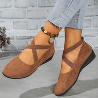 Rebecca | Geschlossene Ballerina Wedgeschuhe - Braun