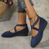 Rebecca | Geschlossene Ballerina Wedgeschuhe - Dunkelblau