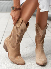 Wynona | Schicke Cowboy Stiefel mit Reißverschluss - Braun