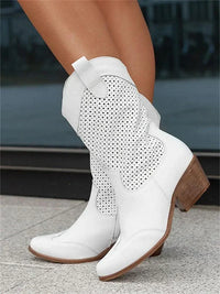 Wynona | Schicke Cowboy Stiefel mit Reißverschluss - Weiß