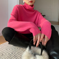 Damen Langarm-Turtleneck-Pullover - Rosa