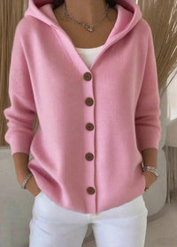 Isabel | Damen Casual Kapuze Strickjacke - Rosa