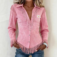 Freya | Hochwertige Bluse mit Fransendetails - Pink