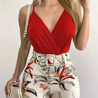 Blütenzauber™ Set Mit Floraler Shorts und Zarter Bluse. - Rot