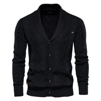 Waldemar | Herren-Cardigan mit Knopfleiste - Schwarz