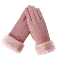 Pelzhandschuhe | Warme, wasser- und berührungssichere Handschuhe - Rosa