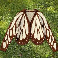 Cardigan Farfallia™ aus strukturiertem Strick mit Schmetterlingsflügel-inspiriertem Design - Creme