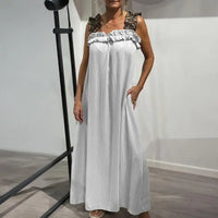 Neapel™ Maxikleid aus leichter Viskose mit Leo-Trägern und lockerem Fall - Weiß