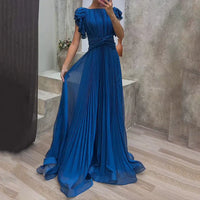 Maya | Damen Plissiertes Abendkleid – Elegantes Plissee Abendkleid - Blue