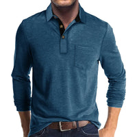 Jörg™ | Herren Langarmshirt in Unifarbe - Blau