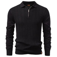 Lukas | Luxuriöses Herren-Polo mit Reißverschluss modern - Schwarz