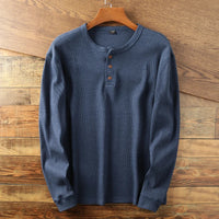 Felix | Herren Casual Langarm Henley T-shirt - Blau